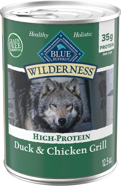 Blue Buffalo Wilderness Grain Free Adult Wet Dog Food, Beef & Chicken Grill, 32G Protein per Can, 12.5 Oz. Can (Pack of 12)21
