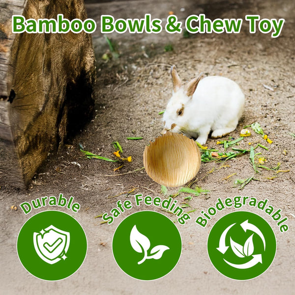 30 Pcs Disposable Palm Leaf Bowls 4 Inch Bowl for Rabbits, Compostable like Bamboo Bowls Disposable Bowl Bunny Chew Toys Chewable Dish for Rabbits & Bunnies,Small Pets5