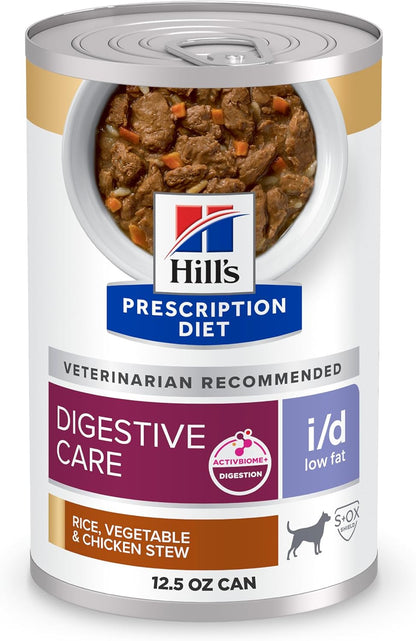 HILL'S PRESCRIPTION DIET I/D Low Fat Digestive Care Wet Dog Food | #1 Veterinarian Recommended, Chicken Recipe, 13 Oz. Cans, 12-Pack16