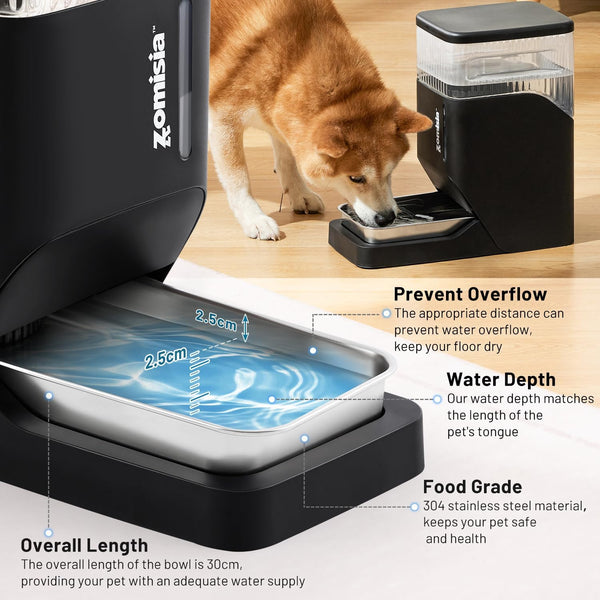 ZOMISIA Automatic Dog Water Dispenser 8L with Stainless Steel Bowl, Gravity Large Capacity Water Bowl for Dogs, 2 Gallon Pet Waterer 100% BPA Free, White4