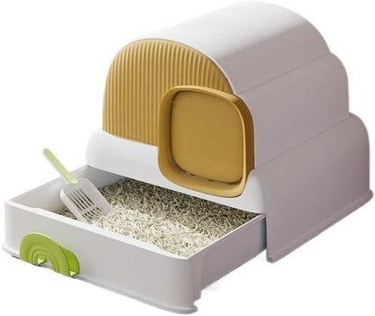 Pet Supplies, Enclosed Cat Litter Box with Hood & Drawer, Anti-Splash & Easy Clean(Blue)8