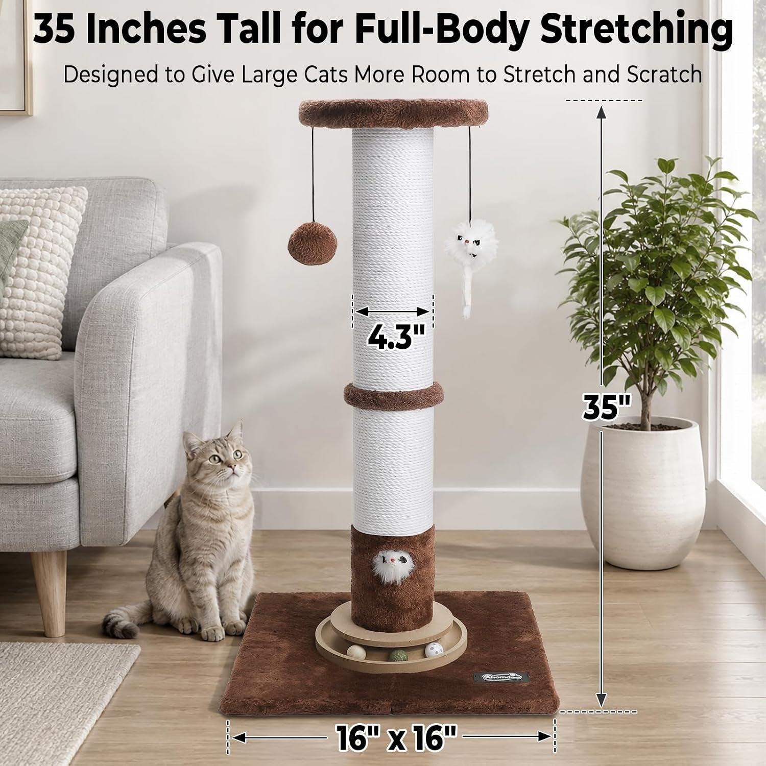 35-inch-tall-cat-scratching-post-stable-base-for-large-cats-brown-heavy-duty-soft-natural-cotton-rope-cat-scratcher-interactive-cat-toys-wooden-ball-track-for-kittens-and-indoor-cats