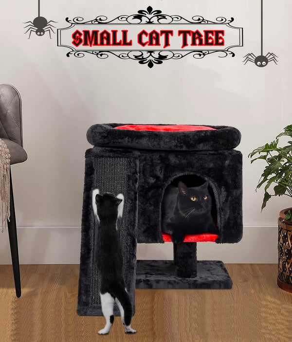 SYANDLVY Gothic Cat Tree with Coffin Bed for Indoor Cats, Cat Tower with Scratching Post, Modern Activity House for Large Cats, Condo with Board, Kittens Cave2