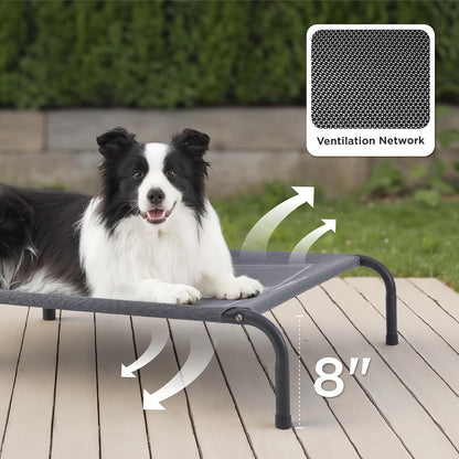 Bedsure Outdoor Elevated Cooling Dog Bed Large Sized Dog, 49In Grey | Portable Raised Camping Pet Cot Hammock,Breathable Teslin Mesh,Weather Resistant,For Large Pets up to 85 Lbs,Easy to Assemble2