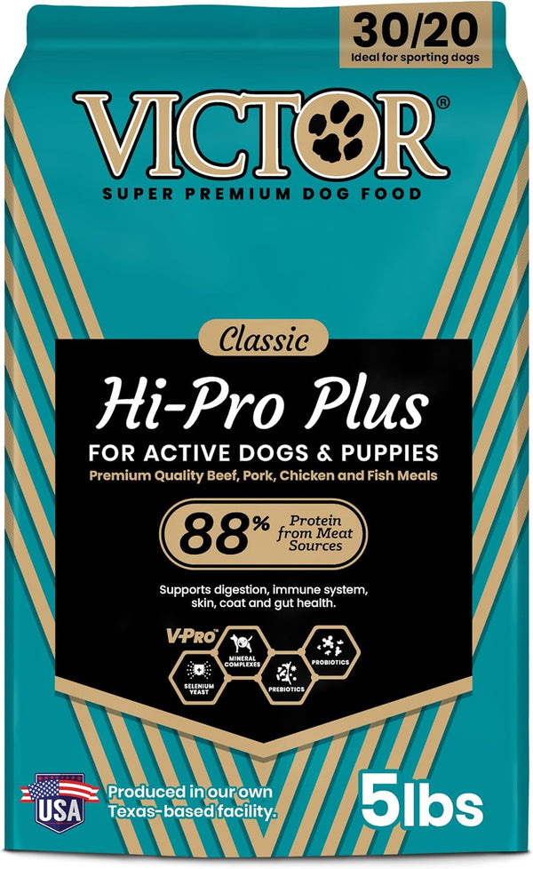 VICTOR Super Premium Dog Food – Hi-Pro plus Dry Kibble – High Protein Dog Food with 30% Protein – Beef, Chicken, Pork, Fish Meals, Gluten Free - for High Energy and Active Dogs & Puppies, 40Lbs15