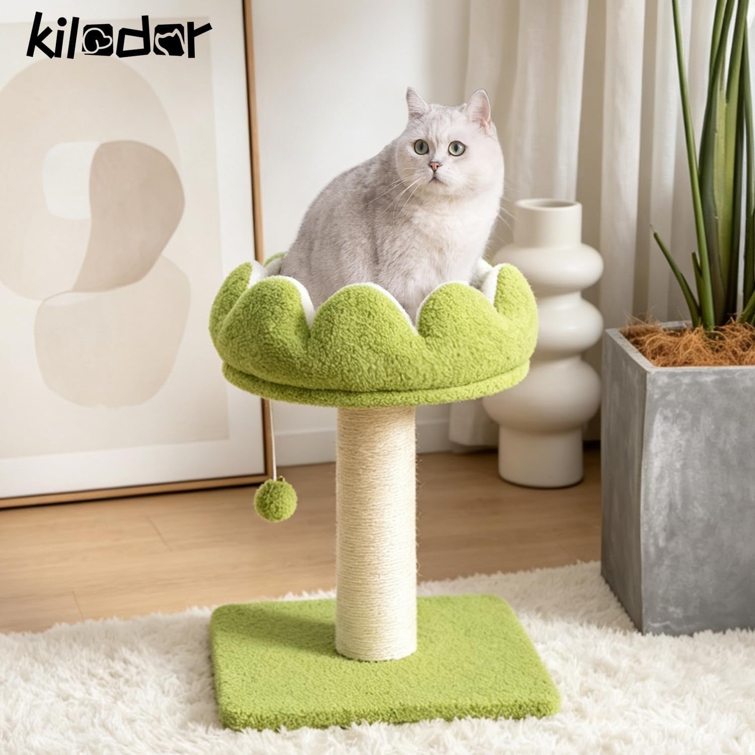 flower-cat-scratching-post-for-indoor-cats-scratcher-with-bed-comfortable-removable-perch-cute-cat-tree-with-dangling-ball-sisal-scratching-post-simple-assembly-stability