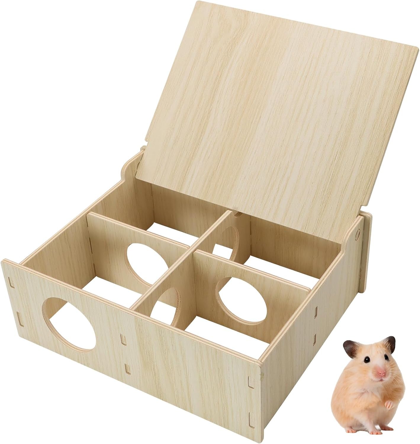 hamster-and-mouse-wooden-tunnel-cage-secret-peep-shed-waterproof-chamber-hideout-tunnel-exploring-toys-easy-to-install