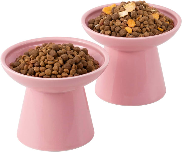 CEEFU 2-Pack Elevated Ceramic Cat Bowls Extra Wide for Food & Water | anti Vomiting, Whisker Friendly, Shallow Food Dish and Deep Water Bowl, Lead&Cadmium-Free, Raised Height for Cats, Sage Green17