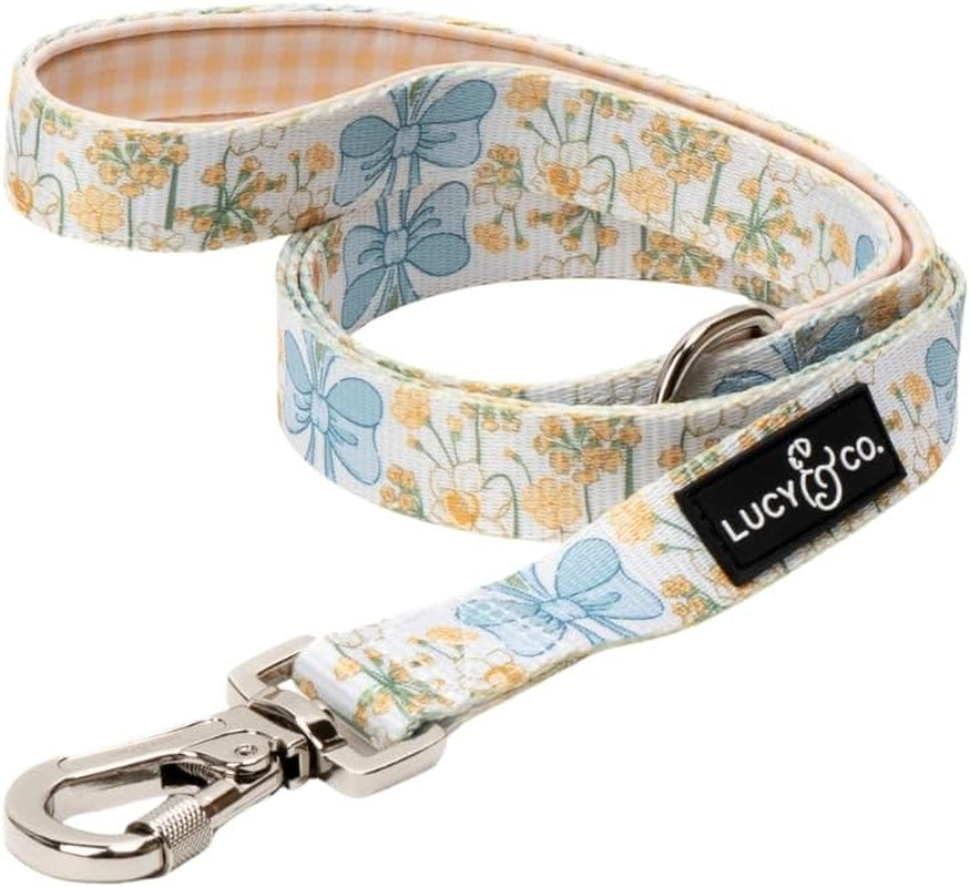 lucy-co-cheery-cherries-designer-dog-leash-for-small-to-large-dogs-padded-handle-for-comfort-large-red-gingham-cherries-5-foot