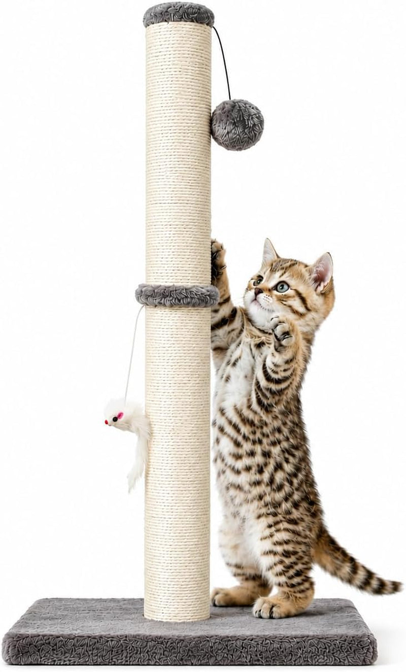 meowhomm-32-tall-cat-scratching-posts-for-indoor-cats-adults-with-2-hanging-ball-large-cat-scratch-post-cat-scratcher-includes-sisal-ropeyellow