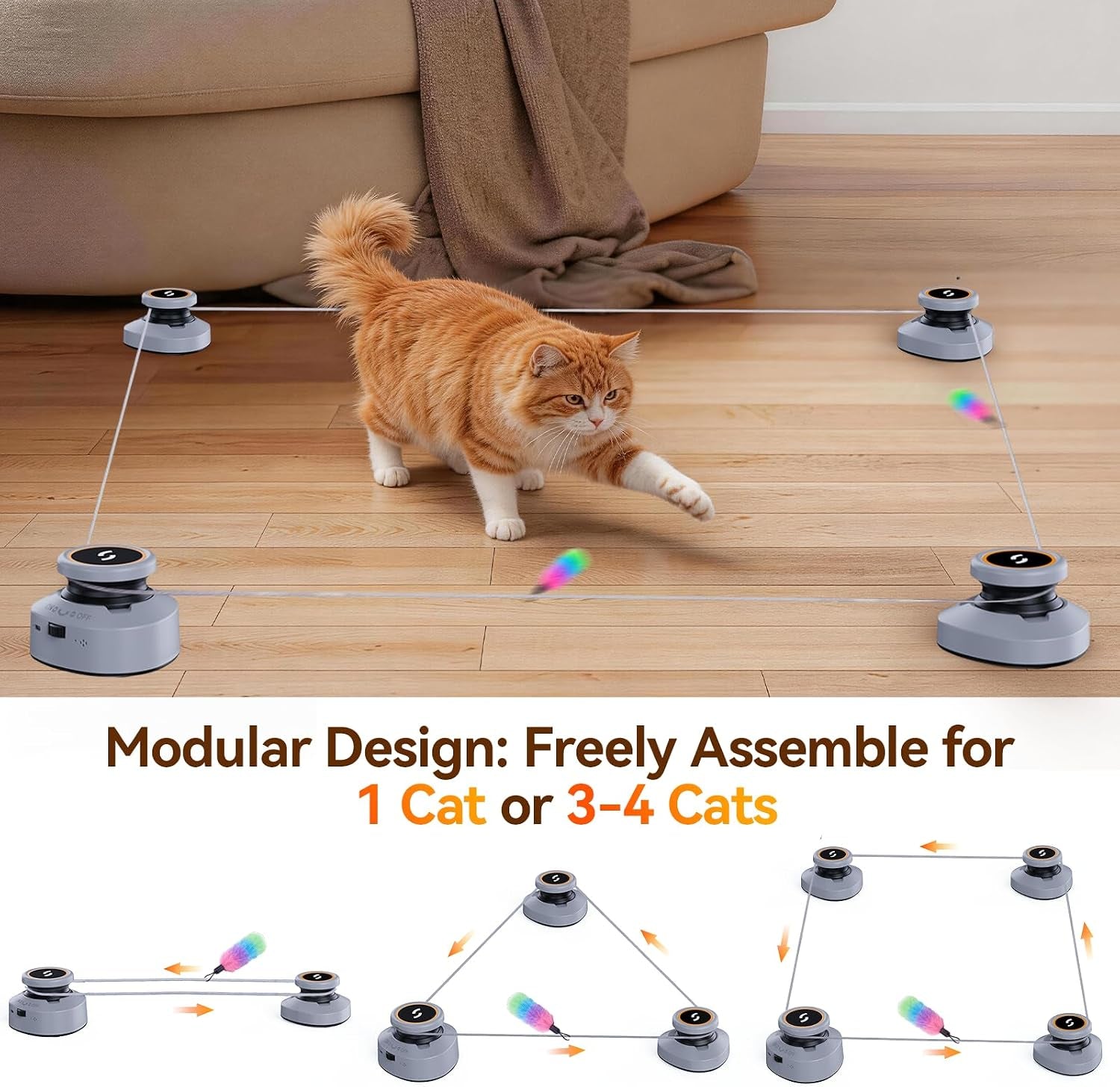 jripae-interactive-cat-toys-for-indoor-cats-automatic-smart-diy-multi-track-cat-feather-toy-electric-moving-treadmill-cat-toy-for-bored-kittens-adult-cats-play-chase-run-hunt-instinct-exercise