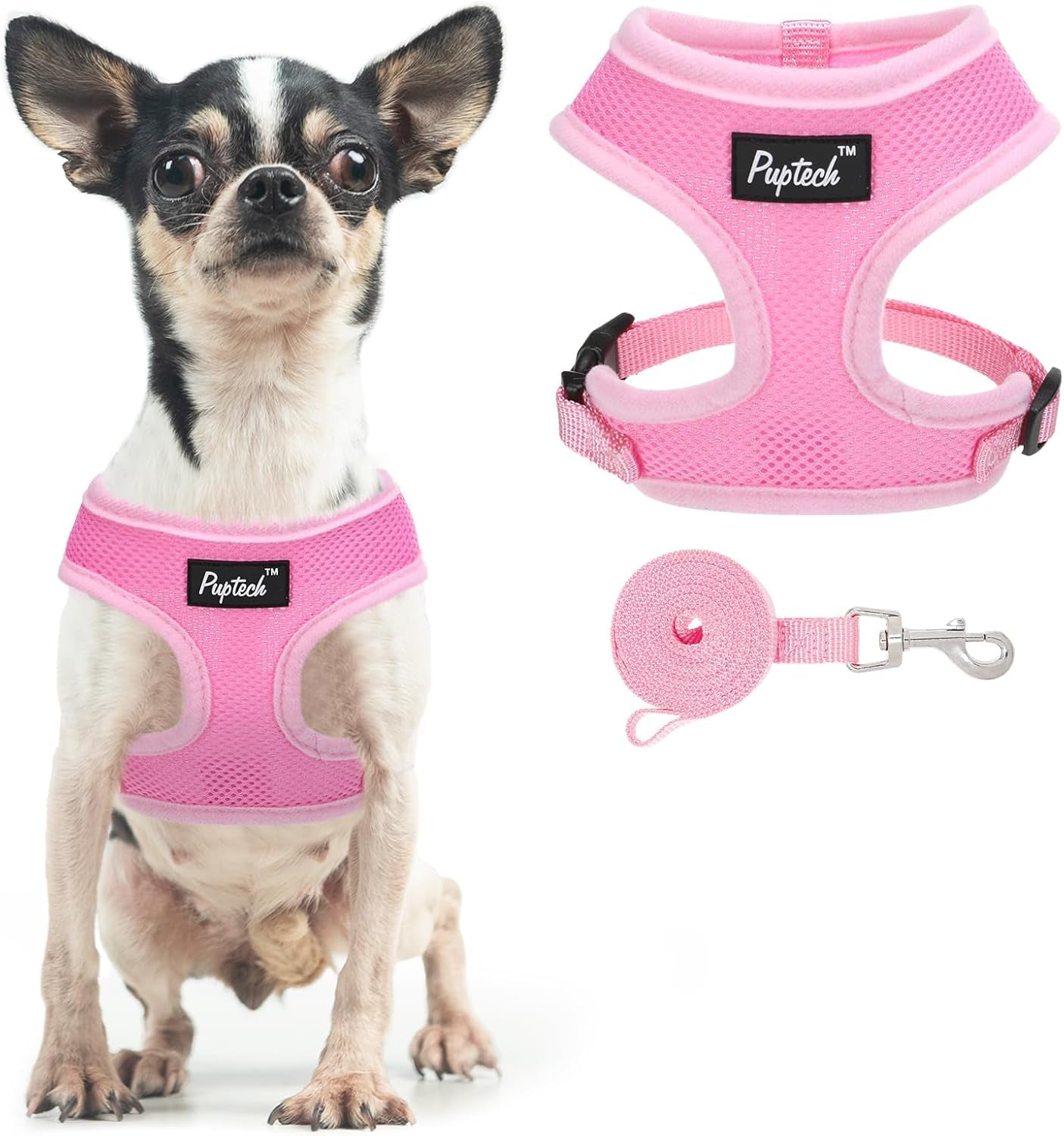 pupteck-soft-mesh-dog-harness-small-sized-and-leash-set-pet-puppy-cat-comfort-padded-vest-no-pull-harnesses-beige-s