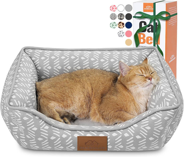 Cat Dog Bed for Pets, Rectangle Pet Bed Gift for Puppy and Kitten, Machine Washable Calming Fluffy Pet Couch Sofa for Indoor Outdoor, Portable Soft Cat Bed with Non-Slip Bottom (Small, Pink)11