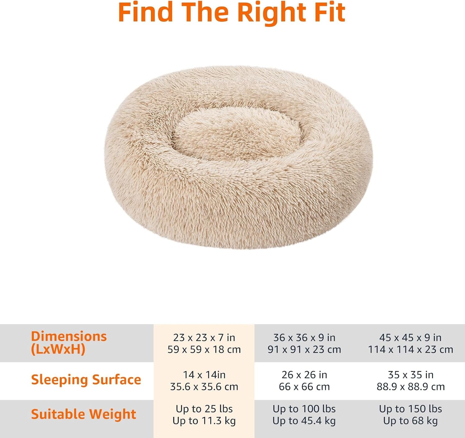 amazon-basics-washable-donut-pet-bolster-faux-fur-bed-with-removable-cover-anti-slip-bottom-for-dog-beige-23-x-23