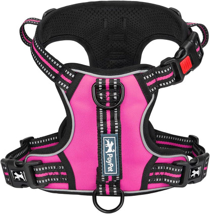 Poypet No Pull Dog Harness, No Choke Front Clip Reflective Dog Vest with Soft Padded Vertical Handle, 3 Leash Attachments for Small Medium Large Dogs (Black,Xl)10