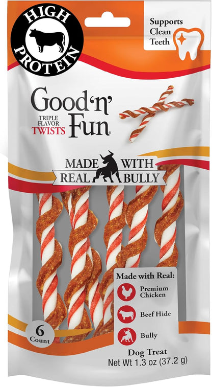 Good 'N' Fun Twists Long-Lasting Dog Treat, with Real Proteins, Beef Hide and Premium Chicken, Supports Dental Health, Mental Stimulation, 70 Count16