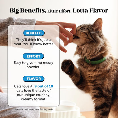 Cat Skin & Coat Supplement Crunchy Creamy Chews - Salmon Oil for Cats Omega 3 Itchy Dry Skin Relief - Feline Shedding Control - Biotin Vitamins for Indoor Cats Shiny Soft Coat (30-Day Supply)4