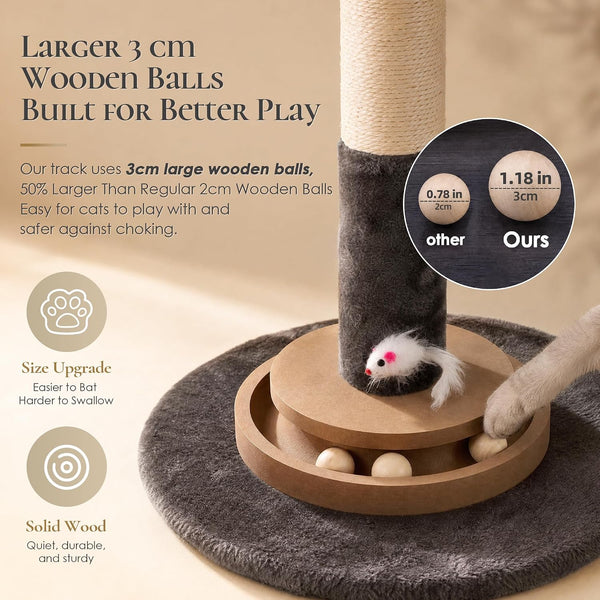 35 Inch Cat Scratching Post, Eucalyptus Sisal Rope Cat Tree Tower with Hanging Ball & Interactive Mouse Toy, Durable Scratcher for Indoor Adult Cats3