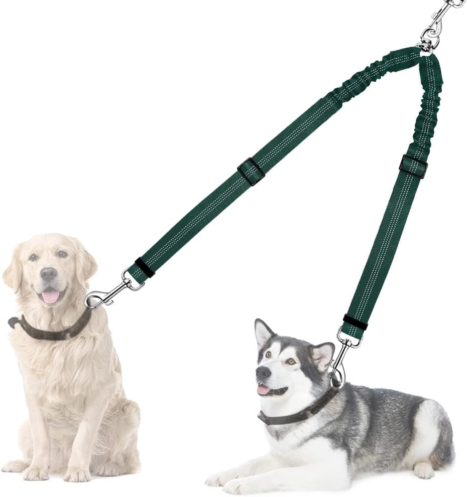 autowt-double-dog-leash-no-tangle-360-swivel-rotation-reflective-lead-attachment-adjustable-length-dual-two-dogs-lead-splitter-comfortable-shock-absorbing-walking-training-for-2-dogs