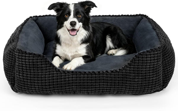 MIXJOY Dog Bed for Large Medium Small Dogs, Rectangle Washable Sleeping Puppy Bed, Soft Calming Cat Beds for Indoor Cats, Orthopedic Pet Sofa Bed, Anti-Slip Bottom with Multiple Size (20'', Grey)10