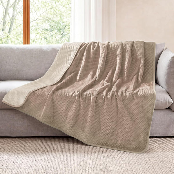Luciphia Waterproof Blanket for Large Dog Ultra-Soft & Calming Pet Throw Reversible Warm Fleece Durable Furniture Crate Couch Bed Cover Protector Machine Washable Leakproof Beige L (65''X57'')1