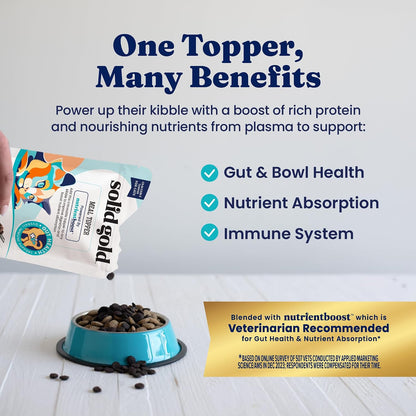 Solid Gold Nutrientboost™ Cat Food Toppers for Cats - High Protein Meal Topper & Crunchy Cat Treats for Indoor Cats W/Vitamins, Minerals & Amino Acids for Gut Health & Immune Support - All Ages - 1Lb2