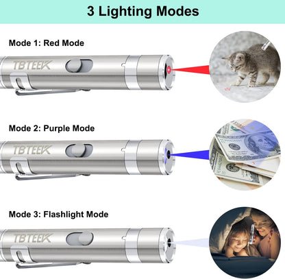 Tbteek Cat Toys, Rechargeable, 3 Light Modes & 5 Fun Patterns, Portable Interactive Kitten Pet Dog Cat Mouse Toy for Fun Chase Play Exercise3
