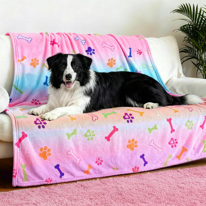 Rezutan Blanket for Large Dogs, Cat Flannel Washable Soft Pet Mat Throw Cover for Kennels-Beds, Sofas, Furniture Protection, Cute Paw Pattern, Black, 50X40 Inch9