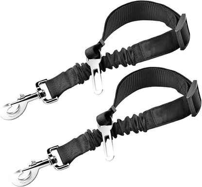 Sungrow Elastic Nylon Dog Seat Belt, 24” - 36”, Adjustable Black Harness, Elastic Tether with Metal Buckles, 2 Pcs per Pack1