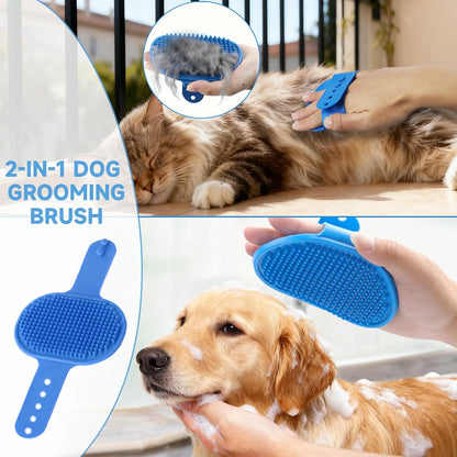 2PCS Dog Washing Gloves and Dog Bath Brush, High-Density Teeth Design Pet Grooming Gloves, 2-In-1 Pet Grooming Kit ，Suitable for Dogs and Cats to Bathe, Depilate, and Massage4