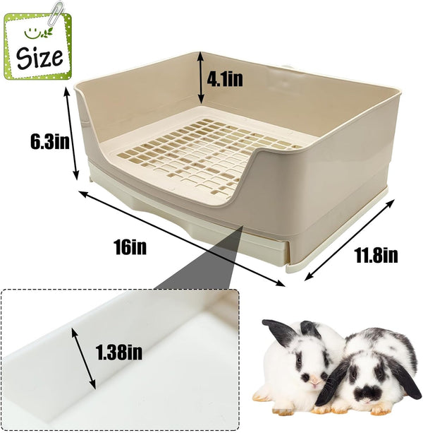 Kathson Large Rabbit Litter Box Trainer, Potty Corner Toilet with Drawer Bigger Pet Pan for Adult Hamster, Guinea Pig, Ferret, Galesaur, Bunny and Other Animals (Brown)2