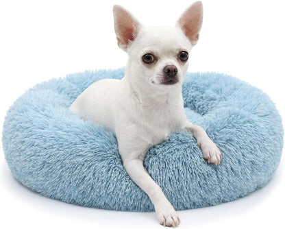 Small Calming Dogs Bed for Small Dogs Anti-Anxiety Machine Washable Fluffy Luxury Anti-Slip Waterproof Mute Base Warming Cozy Soft Pet Puppy round Bed28