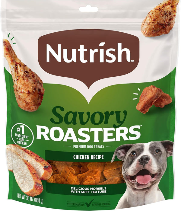 Nutrish Savory Roasters Dog Treats with Chicken, 30 Oz. Pouch (Rachael Ray) | Grain Free Recipe with No Added Corn or Soy Ingredients, Veterinarian Reviewed Formula, Resealable Bag1