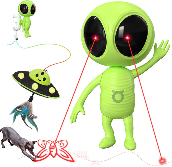 ORSDA Laser Cat Toys for Indoor Cats, 2 in 1 Interactive Automatic Dual Laser & Catnip UFO Dangler for Kitten Toys, Truly Random Trajectory Radar Motion-Activated, Rechargeable 4 Modes, Clamp Design1