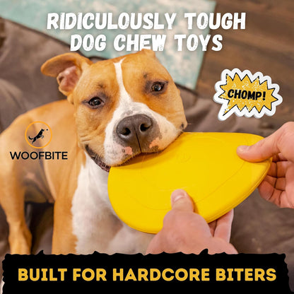 "Indestructible Dog Disc - Lifetime Replacement - Medium & Large Breed - Ultra Durable for Aggressive Chewers - Tough & Strong, Heavy Duty Natural Rubber Toy - Fetch, Tug, & Chew - 8In3