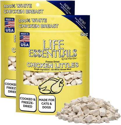 Life Essentials by Cat-Man-Doo | Chicken Littles - 5Oz Bag | Freeze Dried Chicken Cat & Dog Treats | Healthy, Single Ingredient, Training Treats, High Protein | Cooked, Diced & Freeze Dried, Healthy Chicken Cat Treats & Small Dog Treats, High Protein Pet Treats and Toppers, Made in USA9