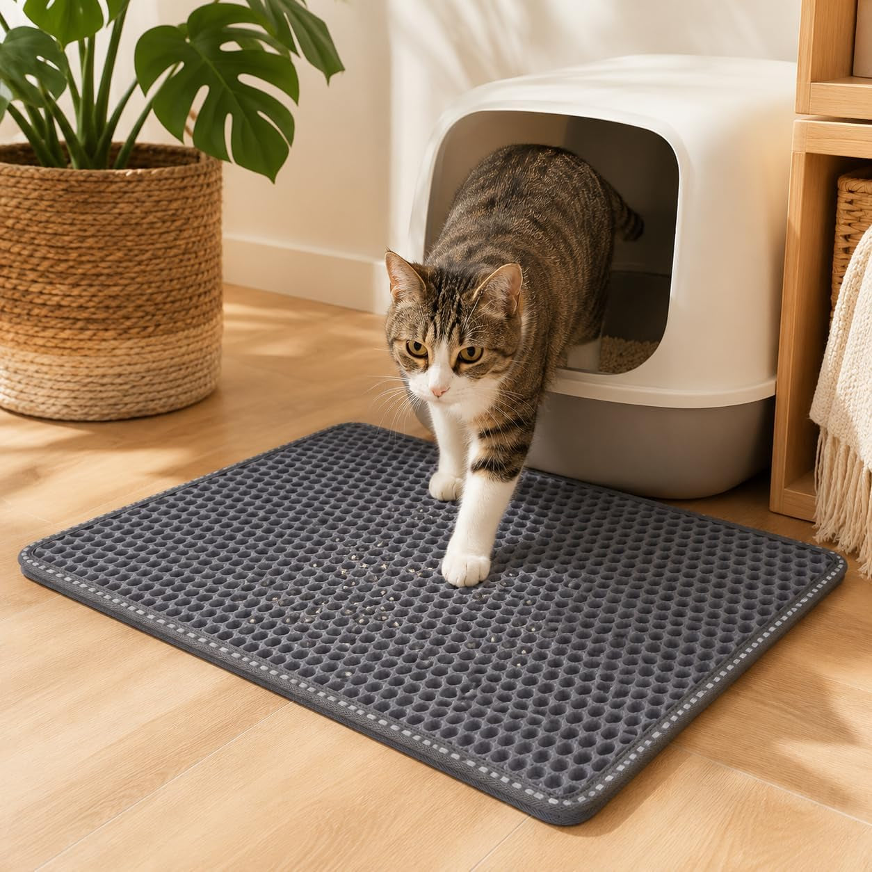 cat-litter-mat-21-x-14-inch-double-layer-eva-honeycomb-kitty-litter-trapping-mat-waterproof-urine-proof-non-slip-litter-box-floor-pad-easy-to-clean-scatter-control-mat-grey