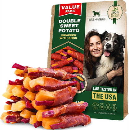 Beloved Pets Sweet Potato Dog Treats & Healthy Chicken Chews 10.6 Oz - Puppy Snacks & Soft Bones for Large, Medium & Small Breeds - Natural Dog Food & Grain-Free, Rawhide-Free Training Jerky Wraps9
