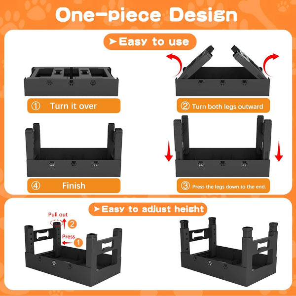 Elevated Dog Bowls with 2 Stainless Steel Bowls, 5-Height Adjustable Stand (3.1", 9" to 12"), for Improved Digestion & Neck Support, Easy Clean, Non-Slip Base Raised Feeder for Medium Large Dogs6
