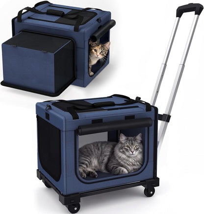17In Wheeled Expandable Cat Carrier for Cats Small Dogs, Gray | Elescopic Rod, Expandable Side Room, Foldable Breathable Mesh, Portable Carrier for Indoor & Outdoor Pet Travel9
