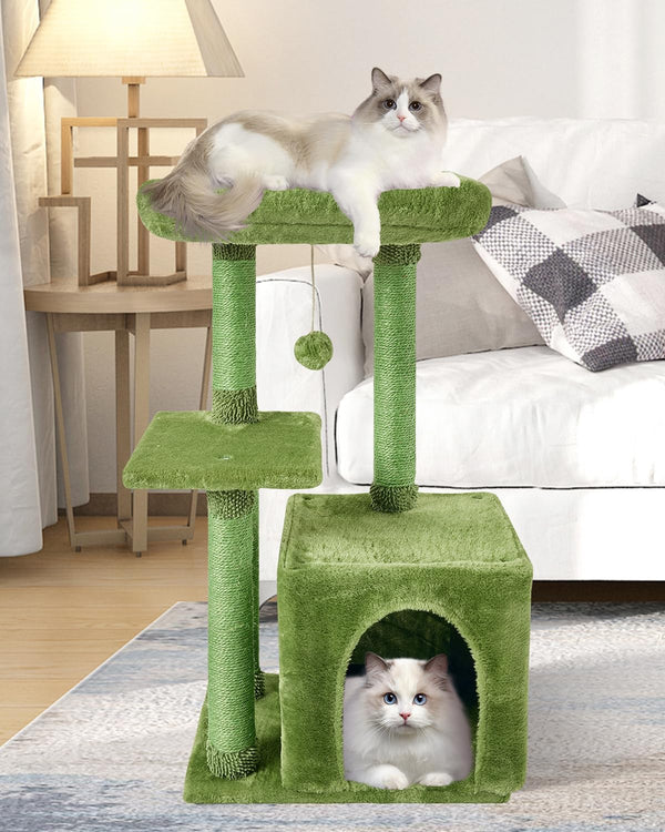 Cute Cat Tree Kitten Cat Tower Condo Cat Furniture Sisal Scratching Posts B | FISH&NAP for Indoor Jump Platform Activity Center Play House Beige11