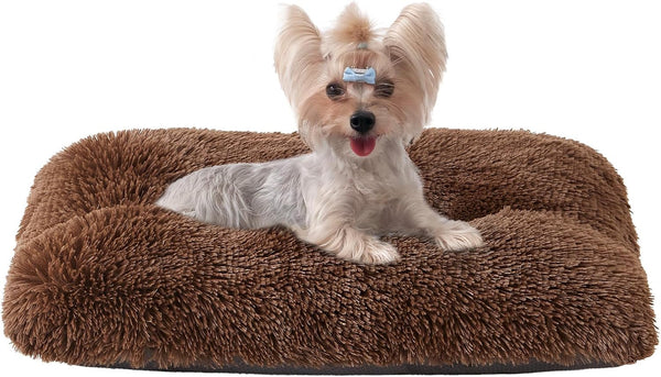 EHEYCIGA Fluffy Dog Crate Bed for Extra Large Dogs, Plush Faux Fur Pad, Calming anti Anxiety XL Bed for Crate, Washable Soft Warm Dog Mat with Non-Slip Bottom, Grey46