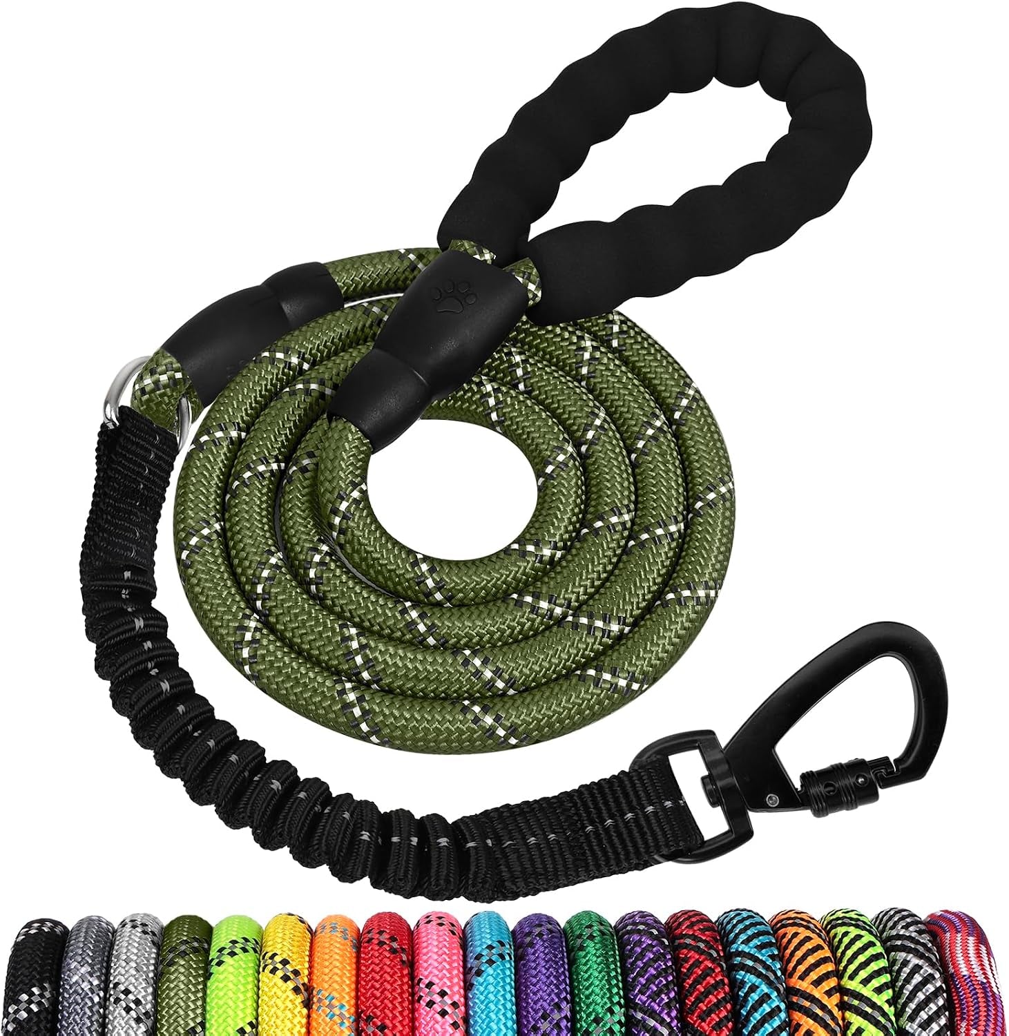 long-dog-leash-15-ft-heavy-duty-rope-leashes-for-dogs-training-with-swivel-lockable-hook-reflective-threads-bungee-and-padded-handle-dog-lead-for-large-small-medium-dogs-outside-walking-hiking