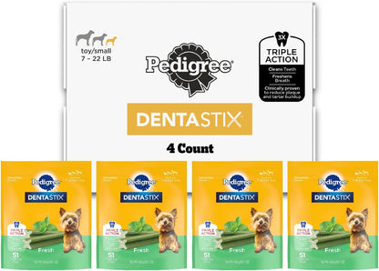 Pedigree Dentastix Small & Toy Breed Dog Dental Treats, Fresh, 102 Count | Triple Action Dental Care, Reduces Tartar, Cleans Teeth, Freshens Breath, for Dogs 7-22 Lbs, No Added Sugar/Fillers18