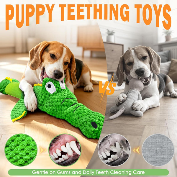 WOWBALA Dog Squeaky Toys Stretchable Crocodile for Interactive Tug of War | 24-31In Plush Chew Toy with Squeaker & Crinkle Paper, Pineapple Cotton, Ideal for Puppy Small Medium Dogs Indoor Outdoor Play5