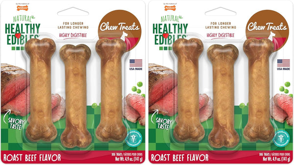 Nylabone Healthy Edibles Dog Treats Variety Pack, Small, 3 Count | Roast Beef, Chicken, & Bacon Flavor, Natural Dog Treats, USA Made, Highly Digestible, Dog Bones for Small Dogs up to 25 Lbs12