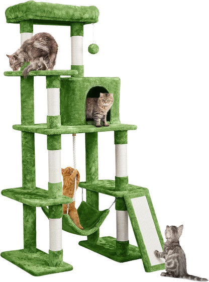 Yaheetech 54In Cat Tree Tower for Large Cats, Multi-Level Condo & Hammock | Sisal Scratching Posts, Roomy Condo Holds up to 22 Lb, a Wide 21-Inch Top Perch Fit Large Cats, Dark Gray13