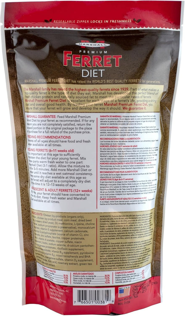 Marshall Premium Ferret Diet Dry Food – 22 Oz – Supports Digestion, Energy & Muscle Maintenance – Balanced Small Animal Food with Vitamins & Essential Minerals2