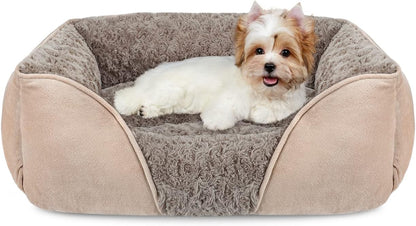 INVENHO Rectangle Washable Orthopedic Dog Bed for Small, Medium and Large Dogs, Soft Calming, Sleeping Puppy Bed Durable Pet Cuddler with Anti-Slip Bottom, S (20"X19"X6")22