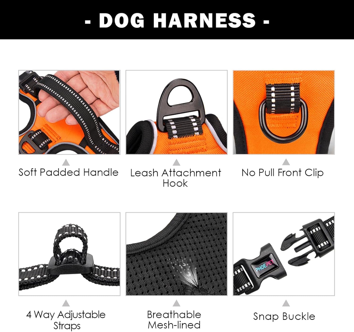 phoepet-no-pull-dog-harness-medium-reflective-front-clip-vest-with-handle-adjustable-2-metal-rings-3-buckles-easy-to-put-on-take-offm-orange